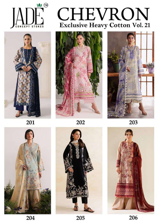 Jade Chevron Vol-21 Cotton Embroidered Pakistani Suit