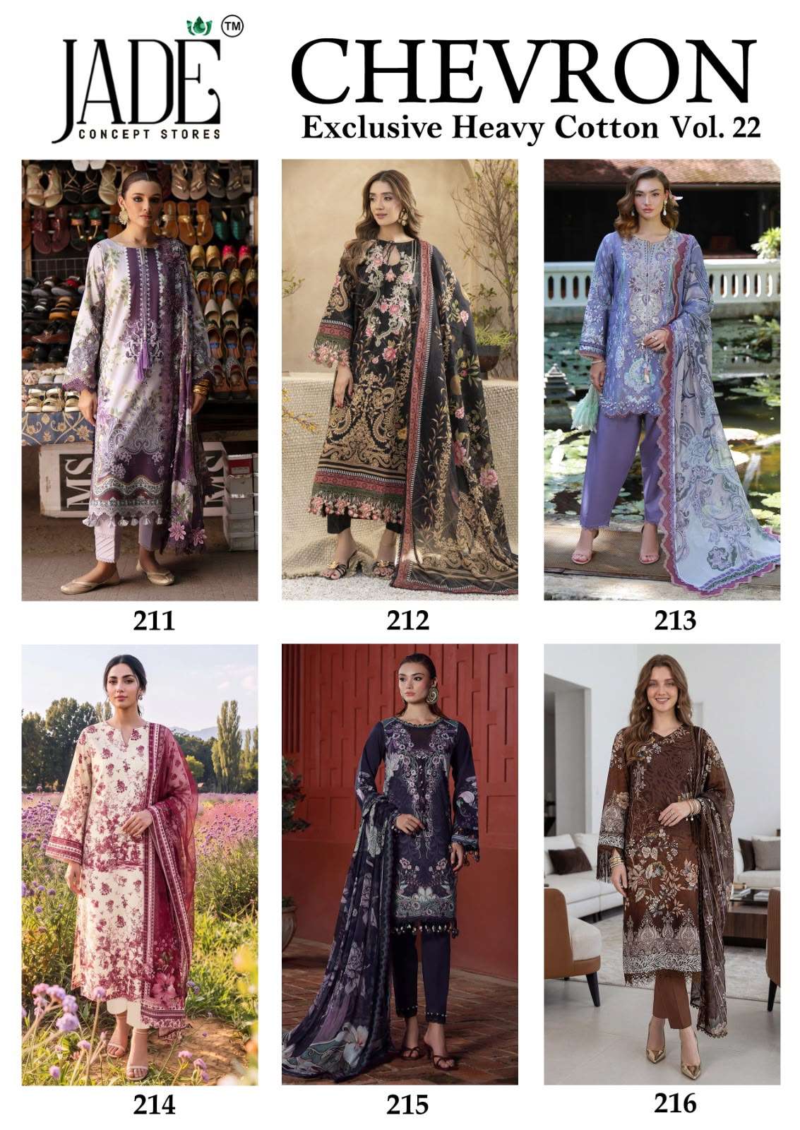 Jade Chevron Vol-22 Pure Cotton Printed Unstitched Dress Material