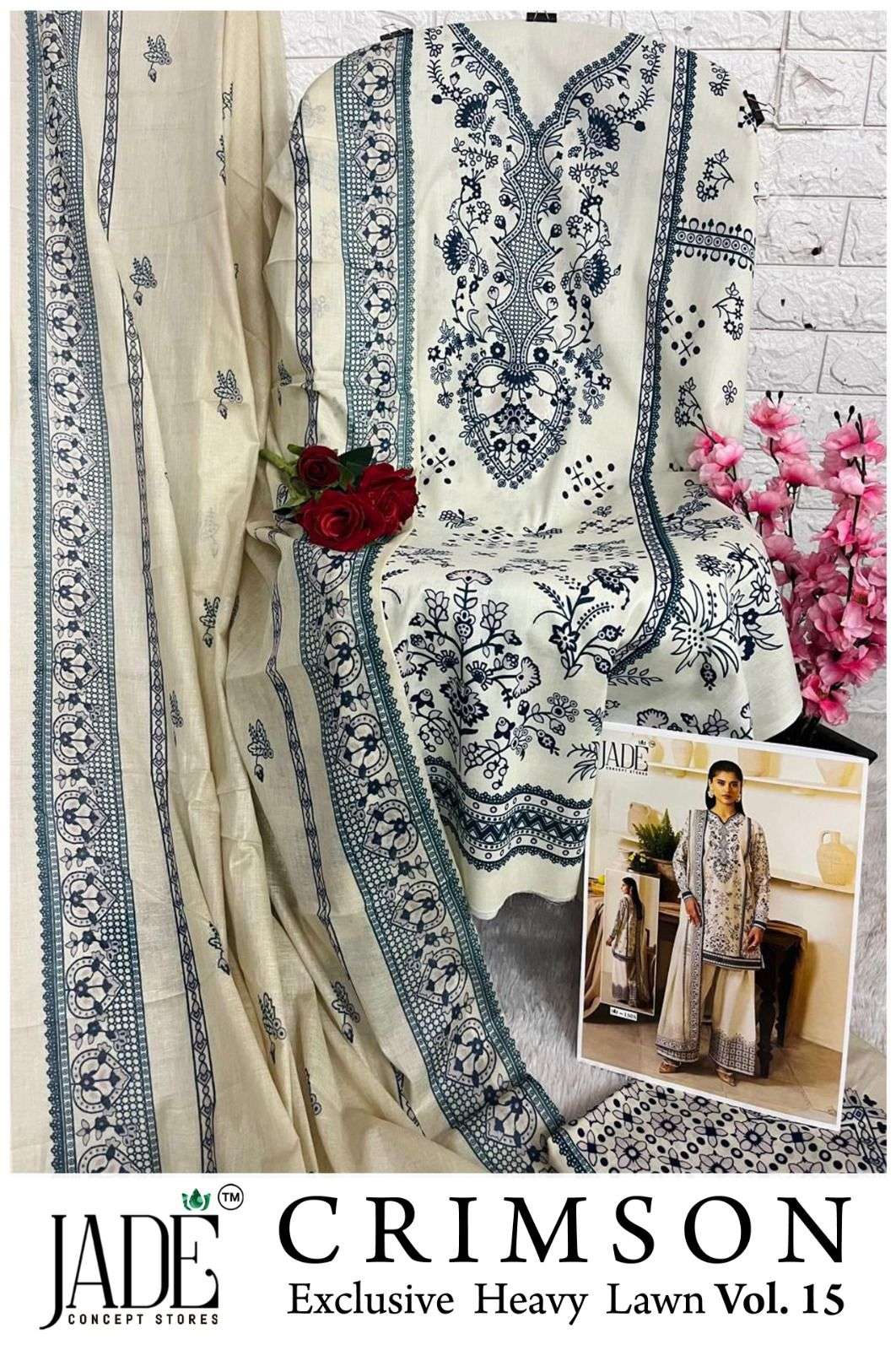 JADE CRIMSON EXCLUSIVE VOL-15 Lawn Printed Pakistani Suit