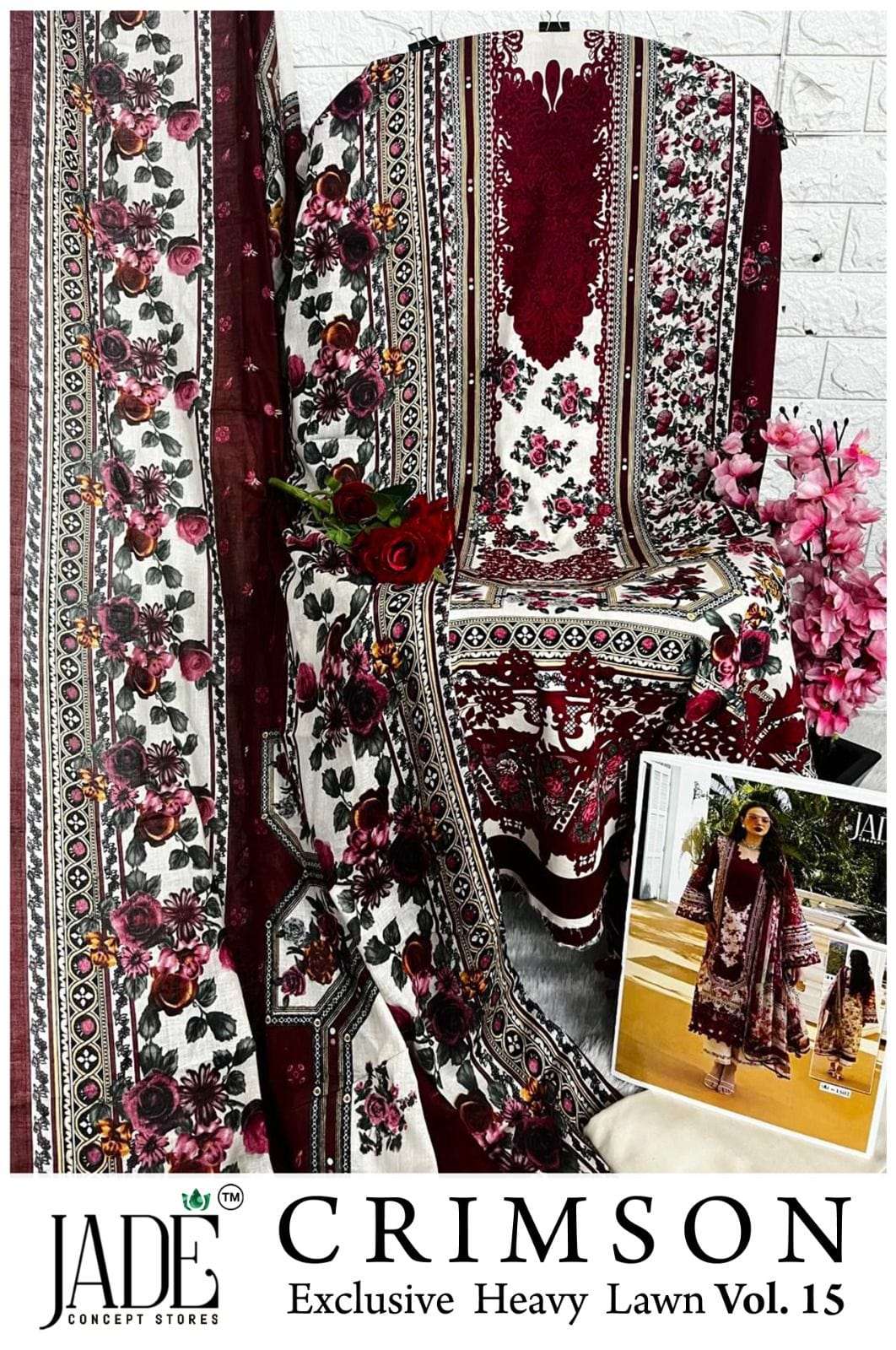 JADE CRIMSON EXCLUSIVE VOL-15 Lawn Printed Pakistani Suit