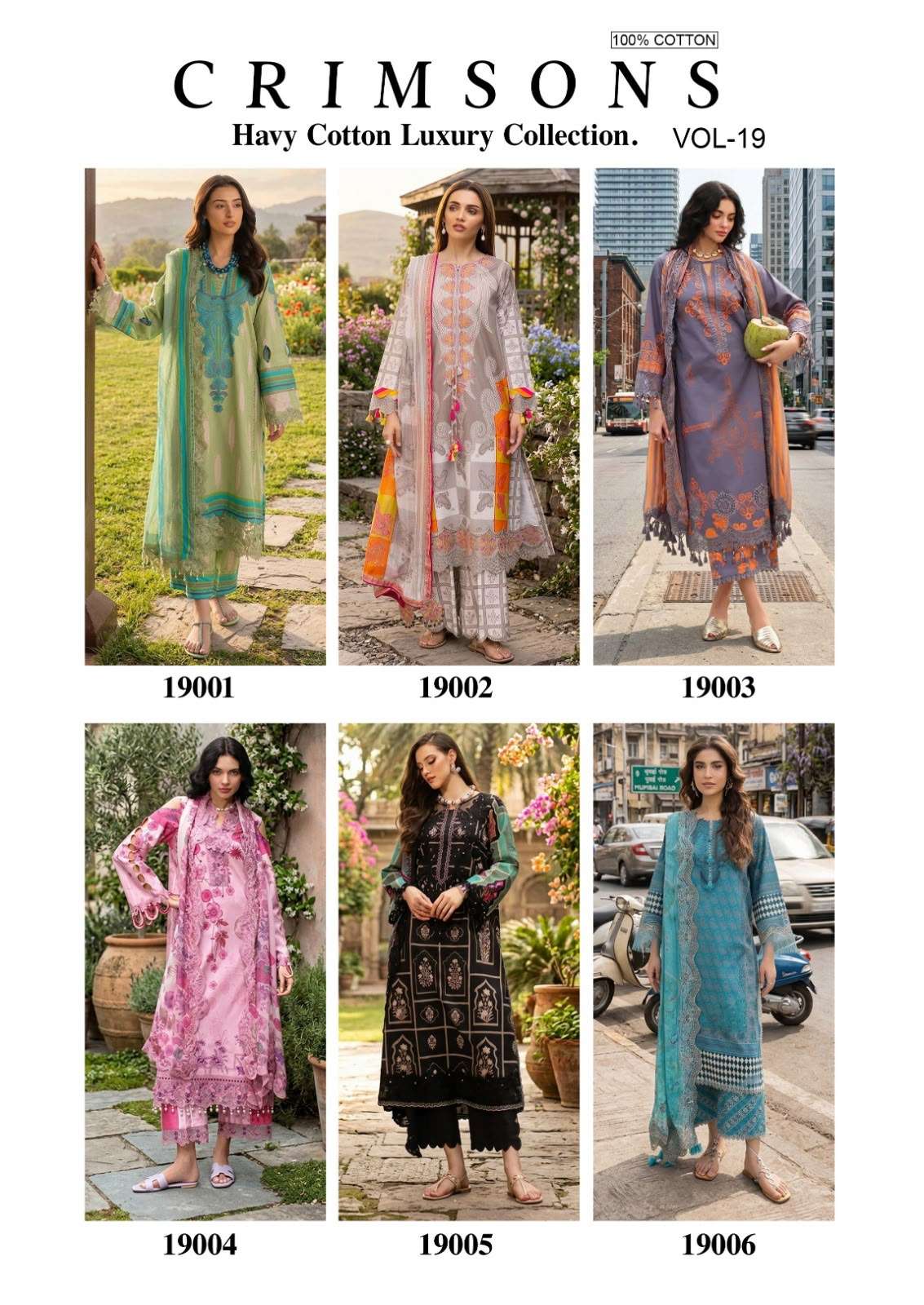JADE CRIMSON VOL-19 Cotton Lawn Printed Pakistani Dress Material Wholesale - Amrah Wholesale