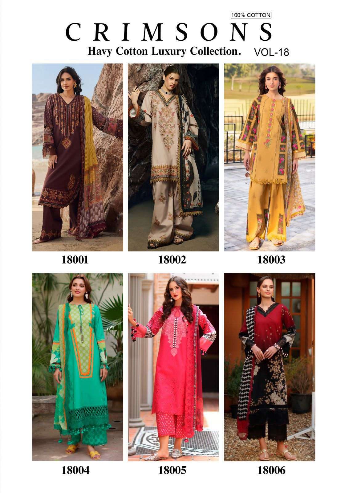 Jade Crimsons Vol 18 Heavy Cotton Dress Material - Amrah Wholesale