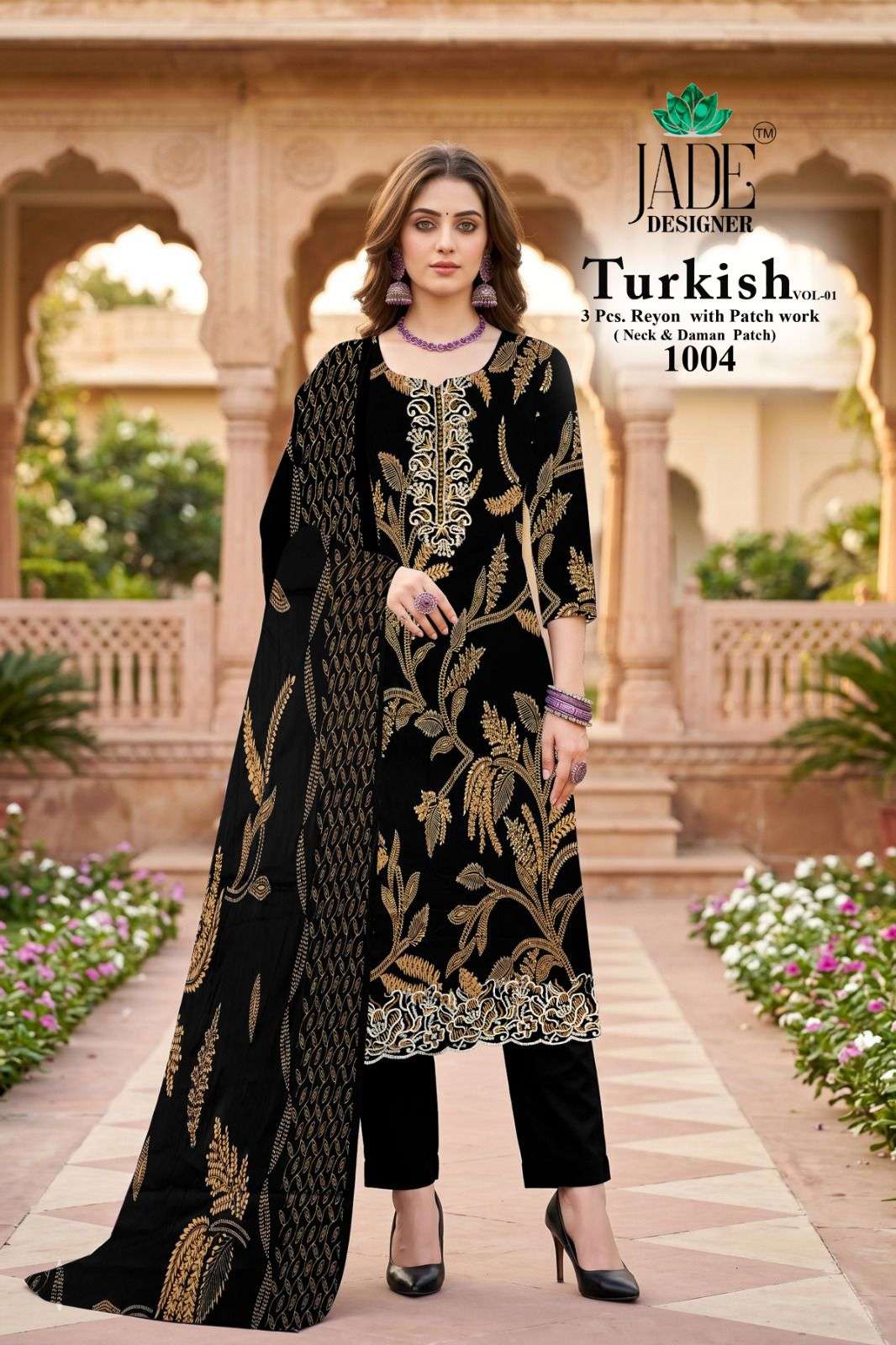 Jade Turkish Vol 1 Rayon Foil Print Dress Material - Amrah Wholesale