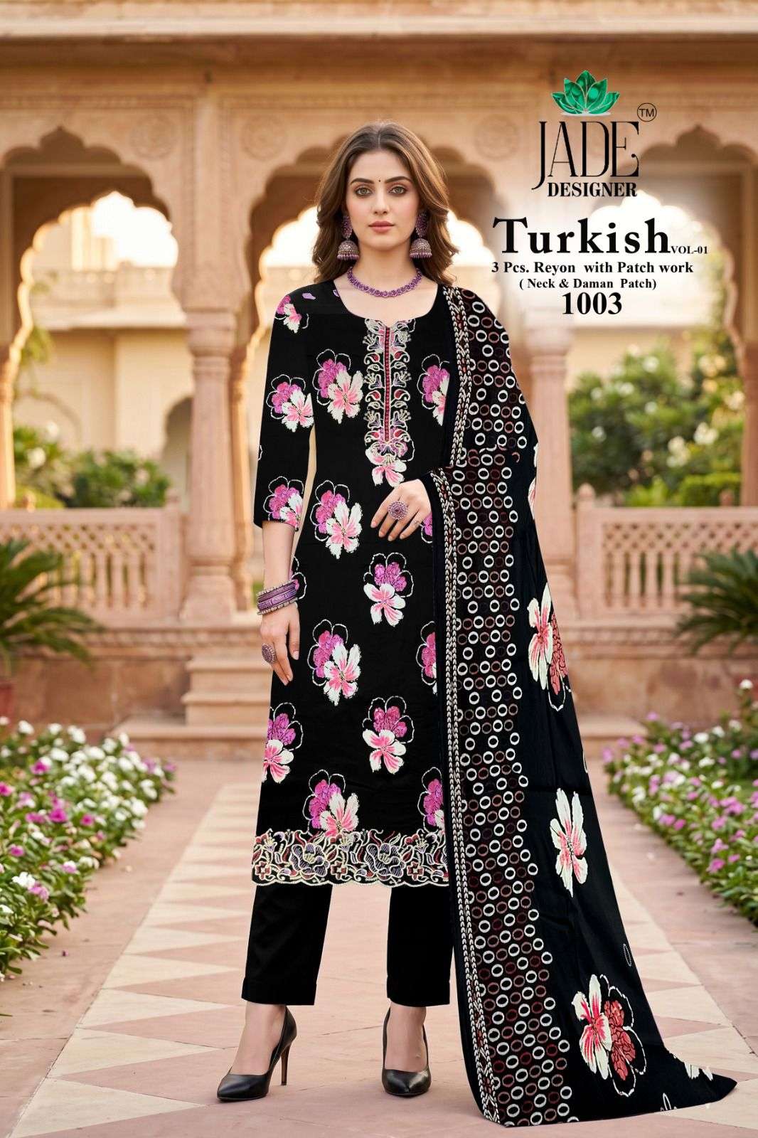 Jade Turkish Vol 1 Rayon Foil Print Dress Material - Amrah Wholesale