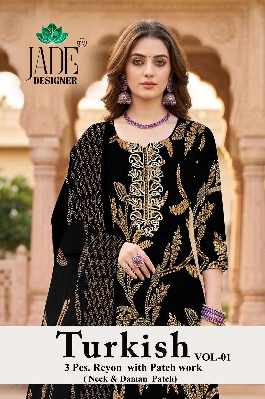Jade Turkish Vol 1 Rayon Foil Print Dress Material - Amrah Wholesale