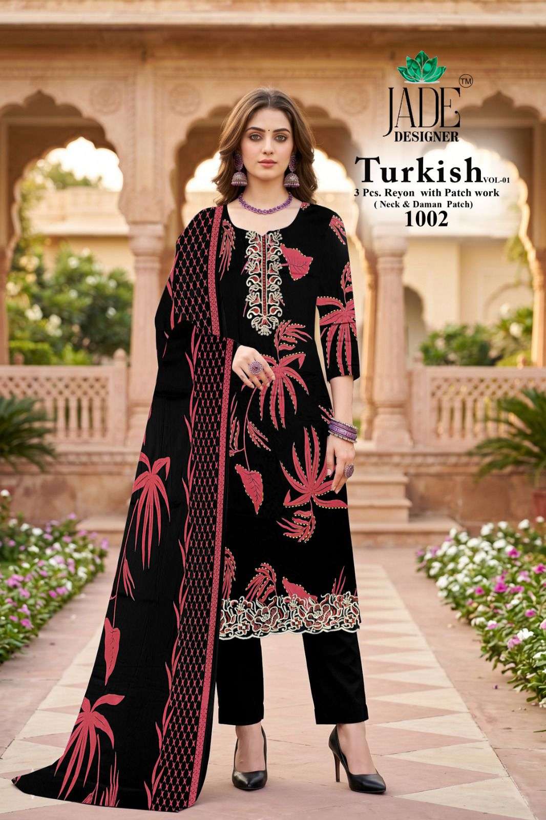 Jade Turkish Vol 1 Rayon Foil Print Dress Material - Amrah Wholesale