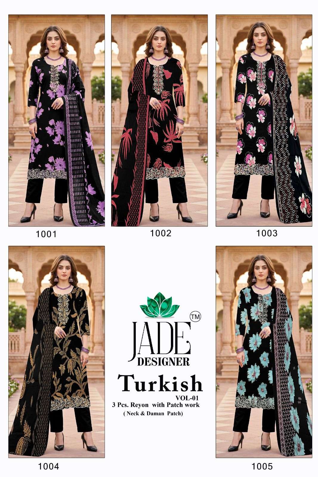 Jade Turkish Vol 1 Rayon Foil Print Dress Material - Amrah Wholesale
