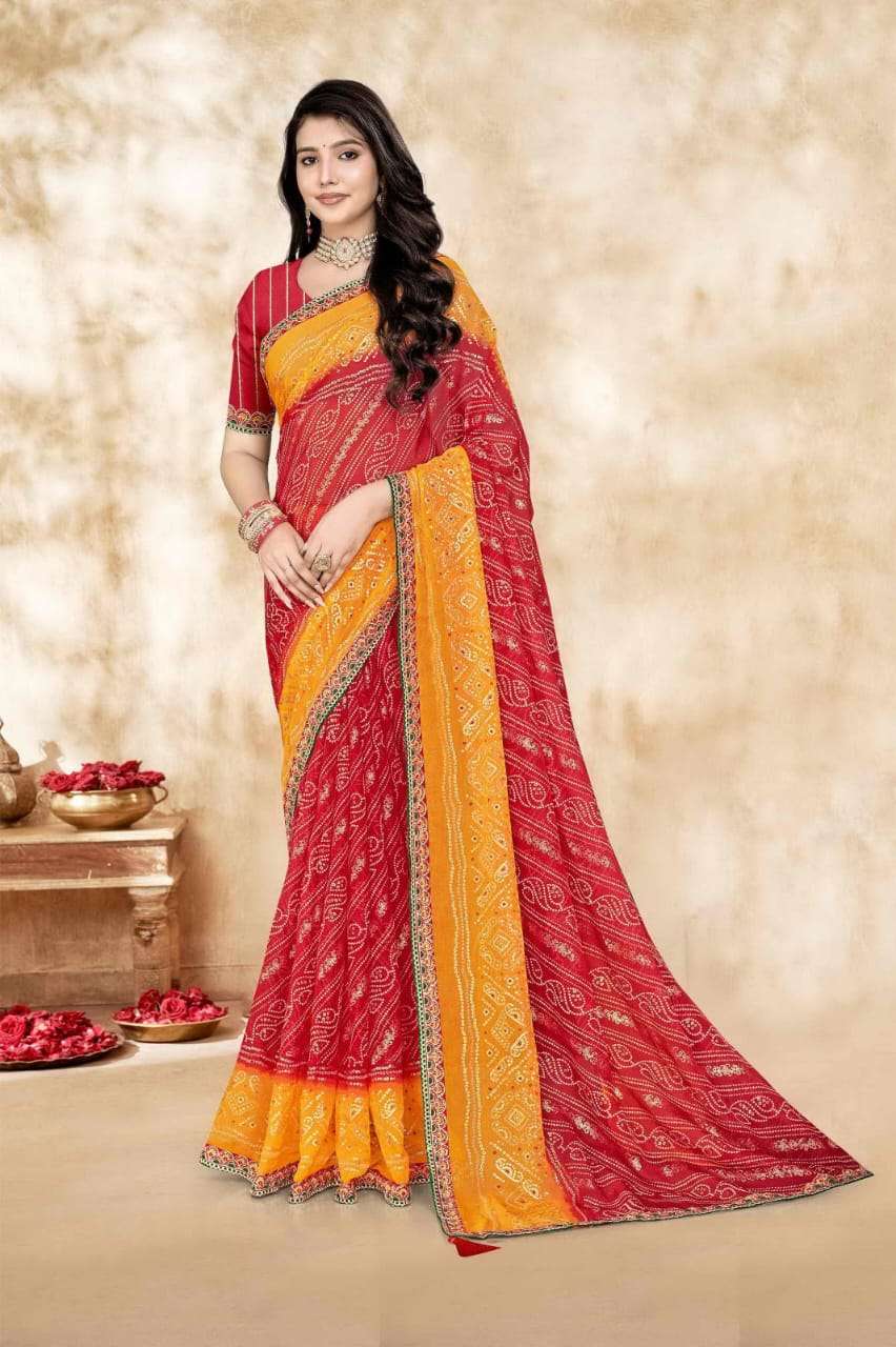 Jalnidhi Shloka Heavy Georgette Marble Saree - Amrah Wholesale