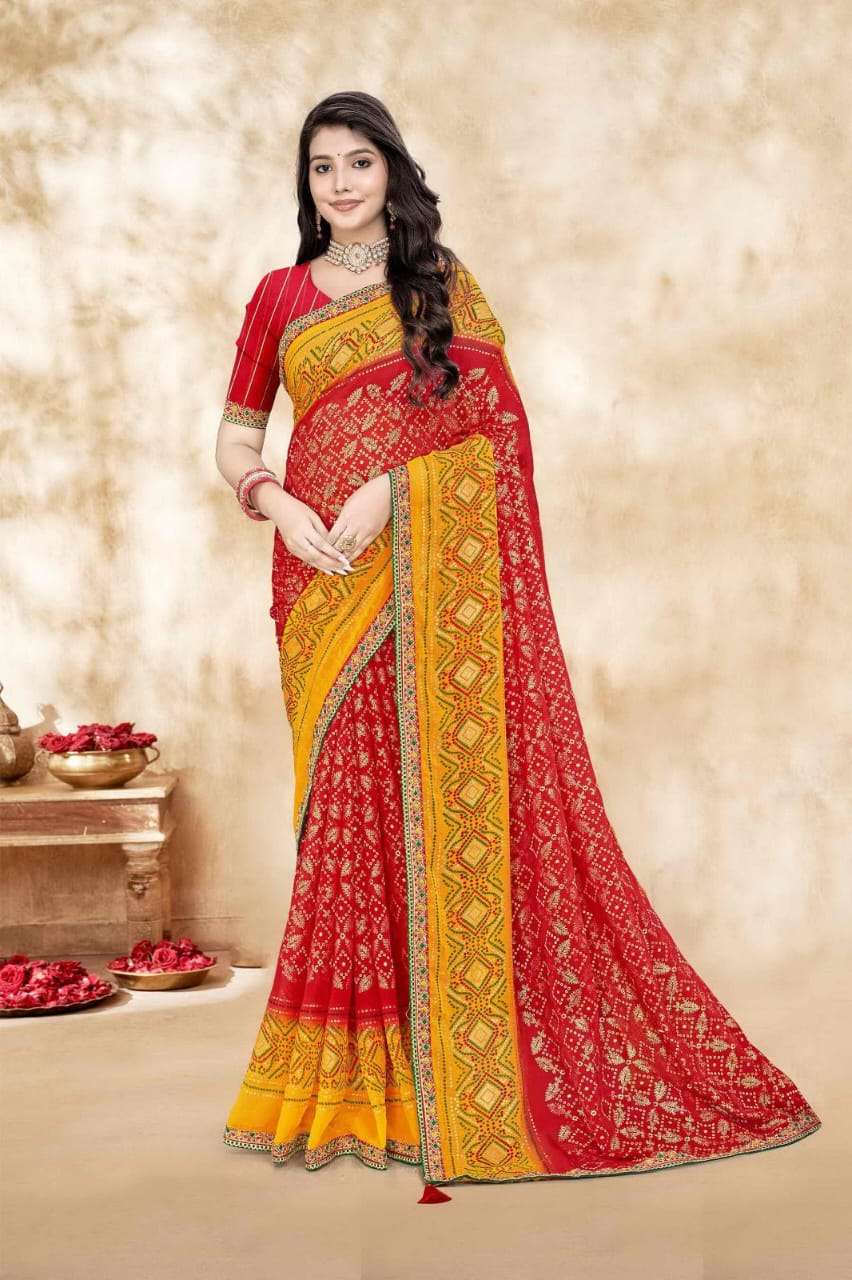 Jalnidhi Shloka Heavy Georgette Marble Saree - Amrah Wholesale