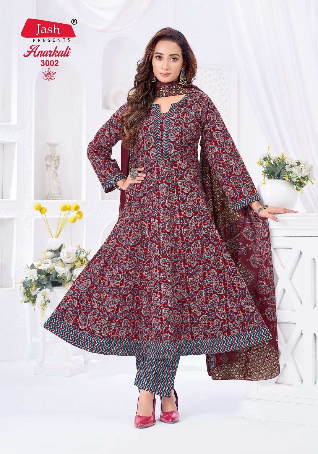 JASH ANARKALI VOL-3 Cotton Printed Stitched Salwar Suit Set