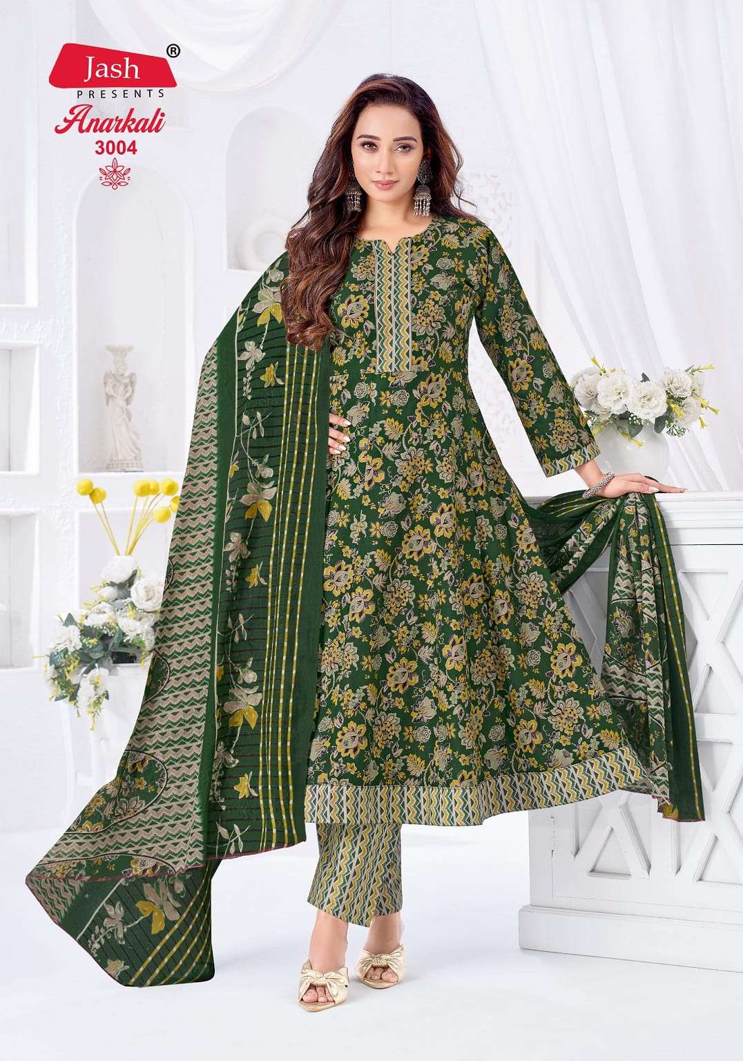 JASH ANARKALI VOL-3 Cotton Printed Stitched Salwar Suit Set