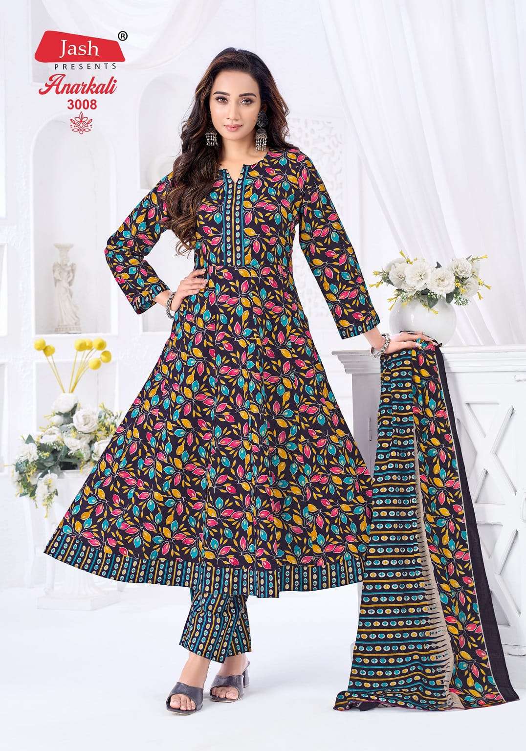 JASH ANARKALI VOL-3 Cotton Printed Stitched Salwar Suit Set