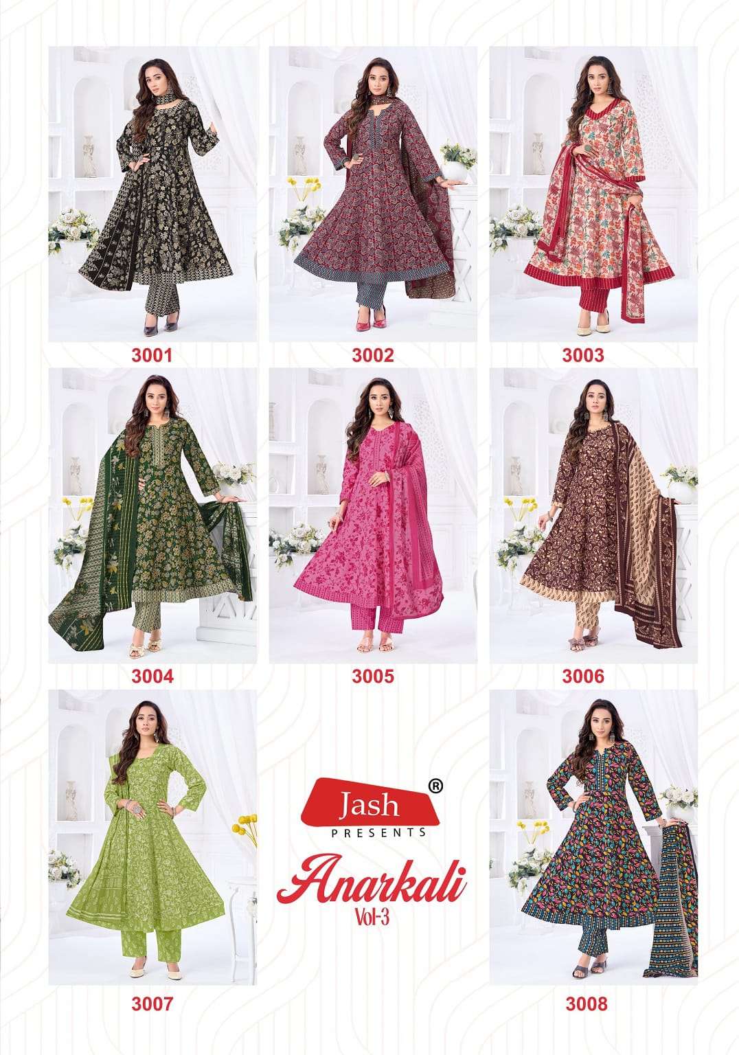 JASH ANARKALI VOL-3 Cotton Printed Stitched Salwar Suit Set