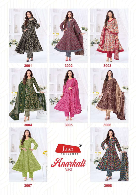 JASH ANARKALI VOL-3 Cotton Printed Stitched Salwar Suit Set