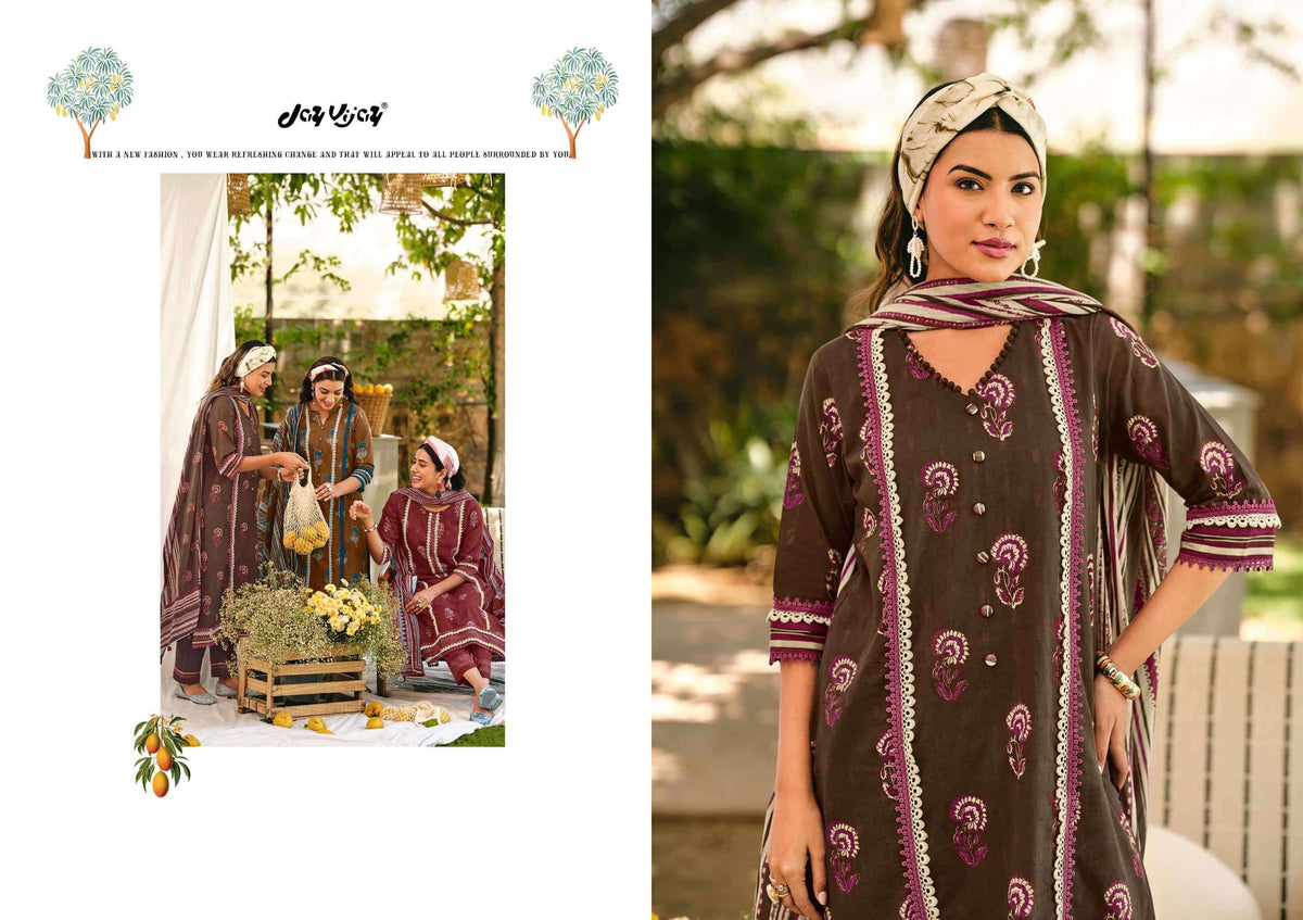 Jay Vijay Aam Bagh Premium Cotton Hand Block Print Dress Material