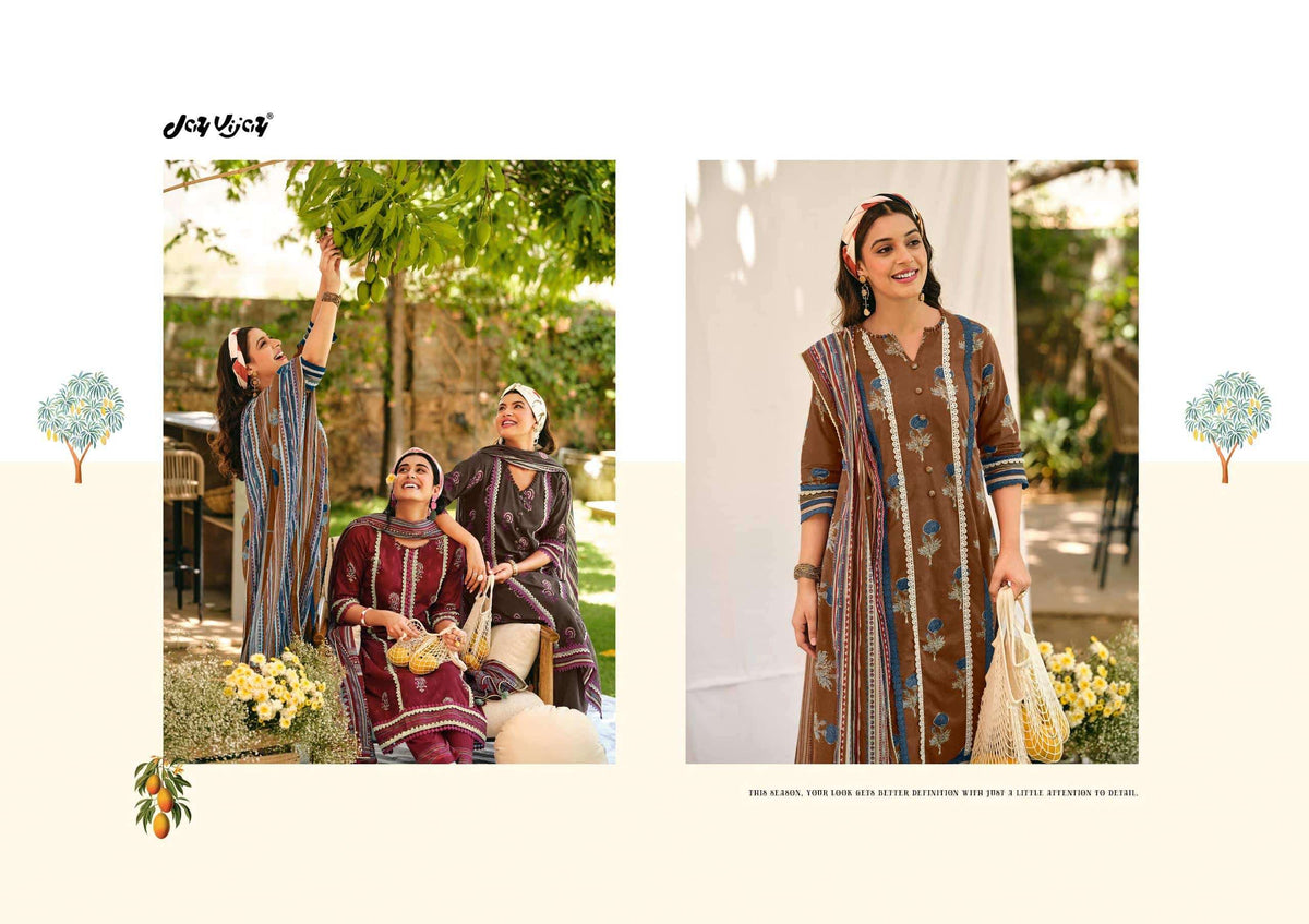 Jay Vijay Aam Bagh Premium Cotton Hand Block Print Dress Material