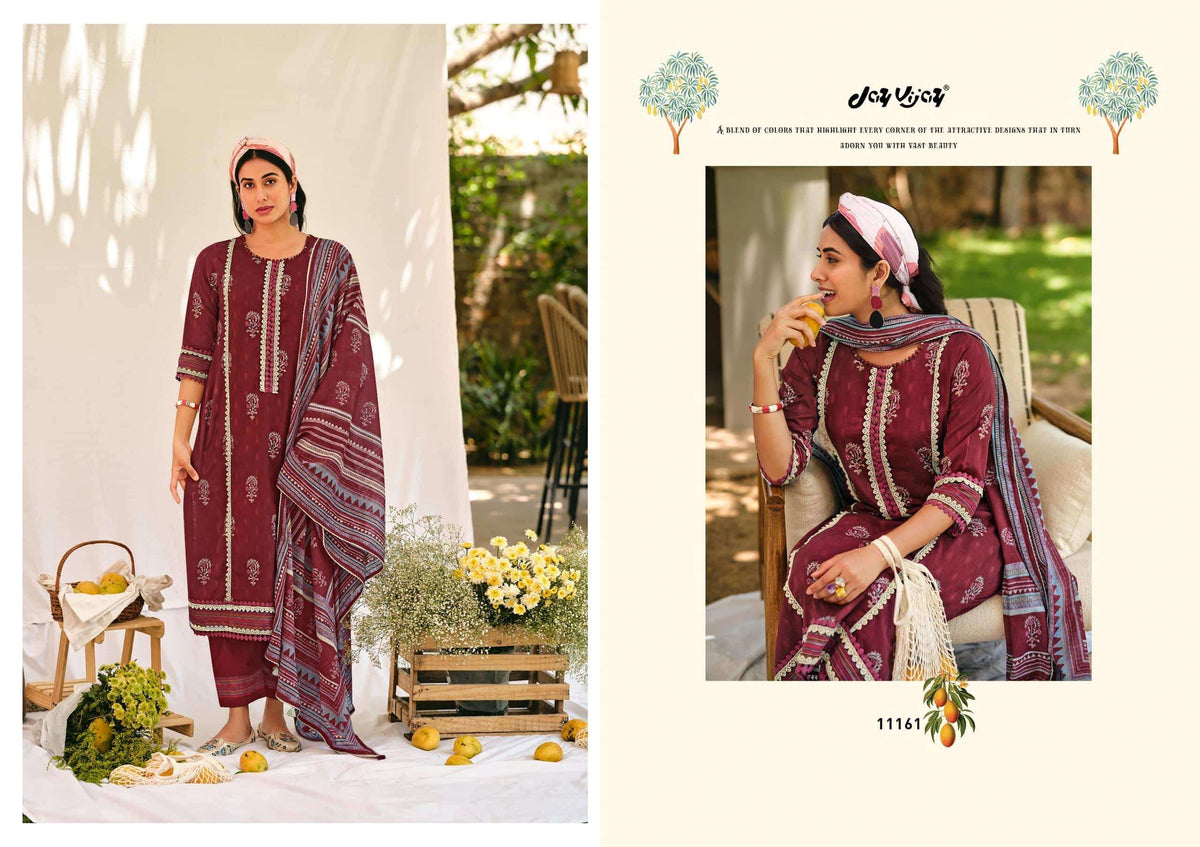 Jay Vijay Aam Bagh Premium Cotton Hand Block Print Dress Material