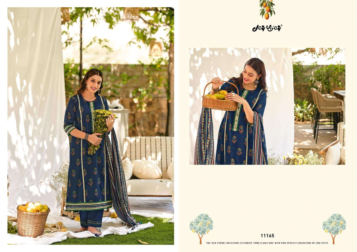Jay Vijay Aam Bagh Premium Cotton Hand Block Print Dress Material