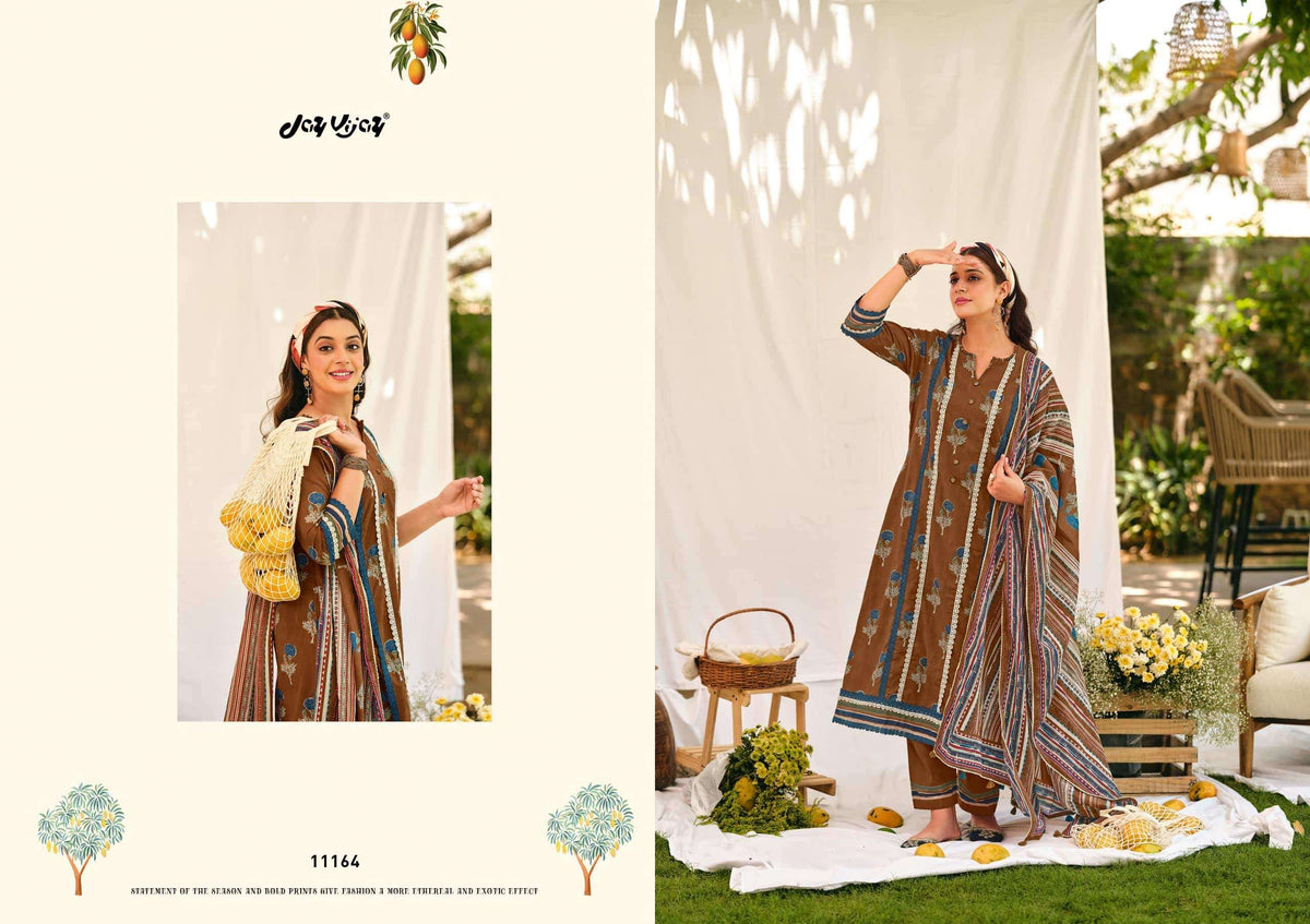 Jay Vijay Aam Bagh Premium Cotton Hand Block Print Dress Material