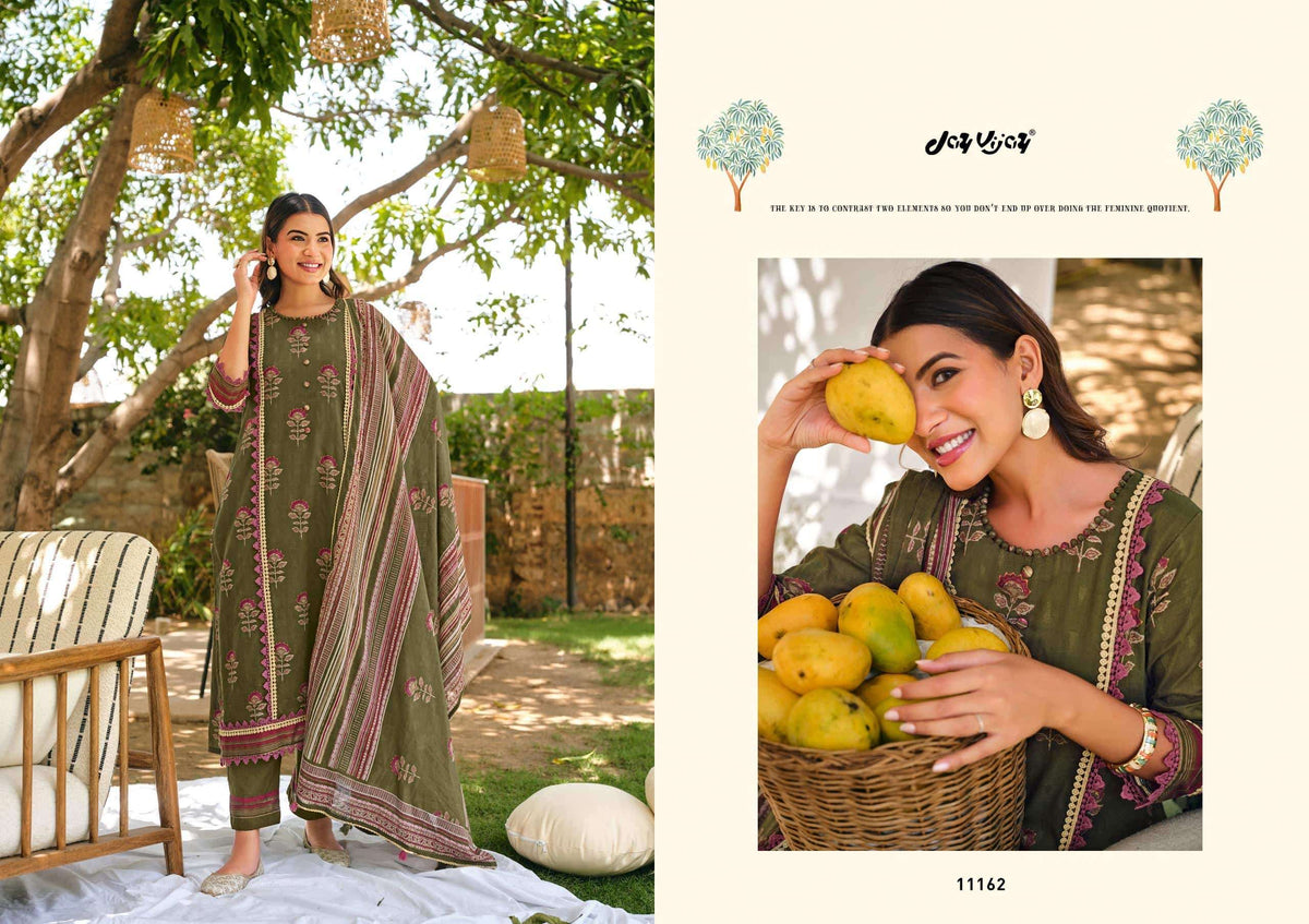 Jay Vijay Aam Bagh Premium Cotton Hand Block Print Dress Material