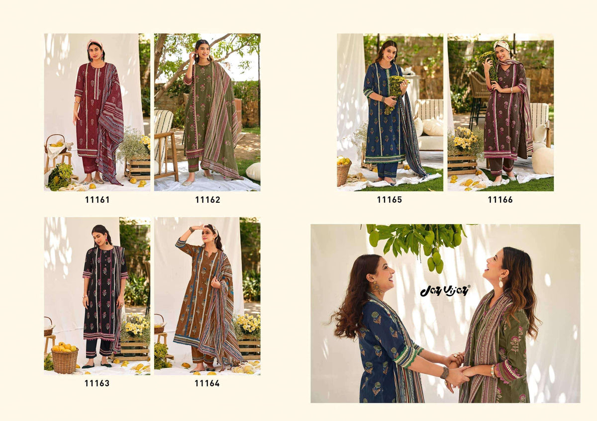 Jay Vijay Aam Bagh Premium Cotton Hand Block Print Dress Material
