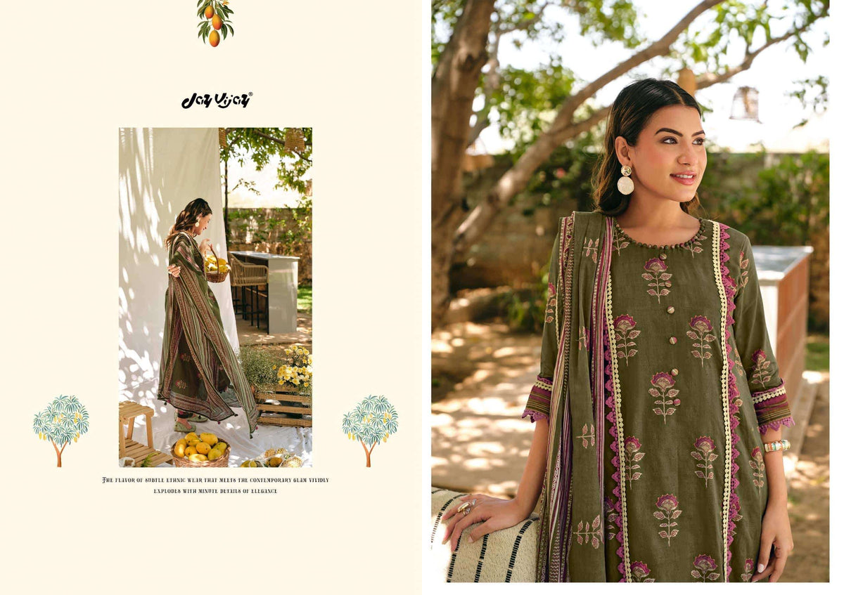 Jay Vijay Aam Bagh Premium Cotton Hand Block Print Dress Material