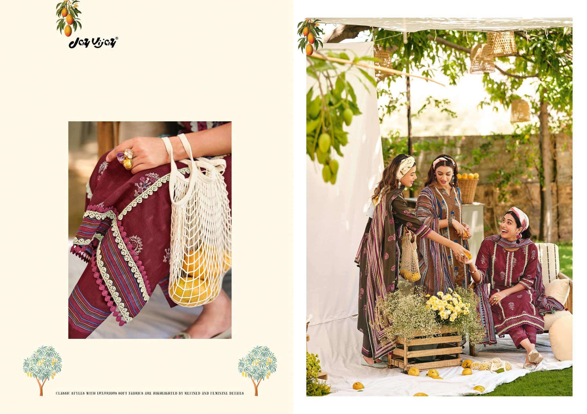 Jay Vijay Aam Bagh Premium Cotton Hand Block Print Dress Material