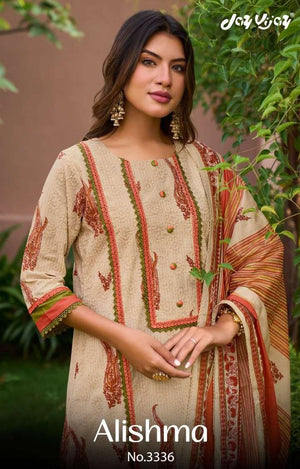 Jay Vijay Alishma 3336 Premium Cotton Embroidered Dress Material - Amrah Wholesale