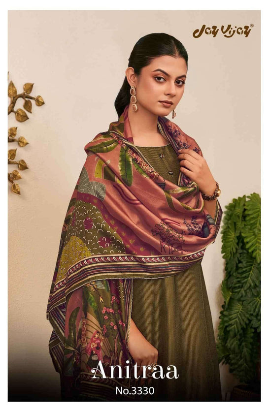 Jay Vijay Anitraa 3330 Bemberg Tussar Silk Dress Material