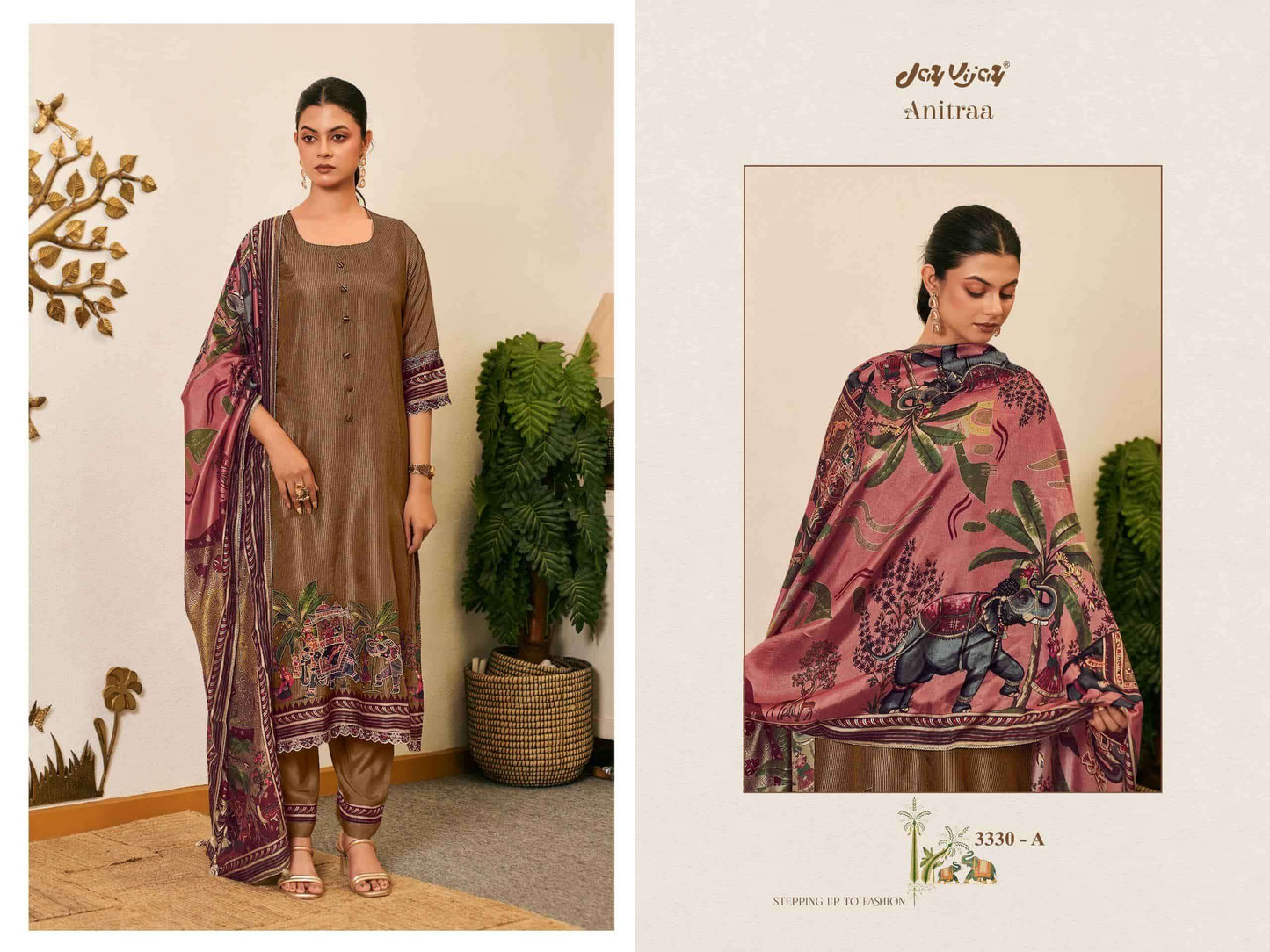 Jay Vijay Anitraa 3330 Bemberg Tussar Silk Dress Material
