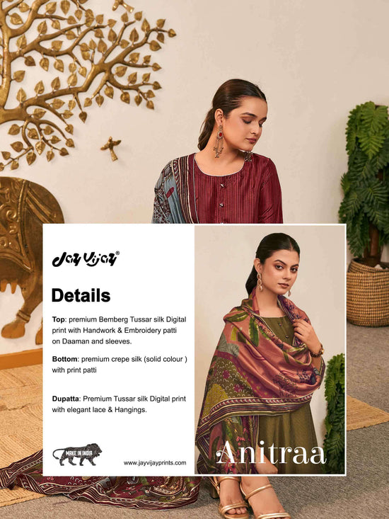 Jay Vijay Anitraa 3330 Bemberg Tussar Silk Dress Material