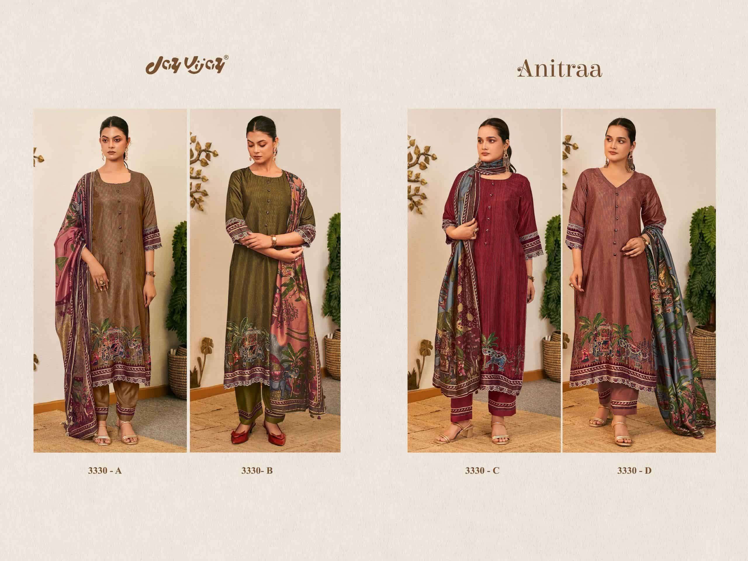 Jay Vijay Anitraa 3330 Bemberg Tussar Silk Dress Material