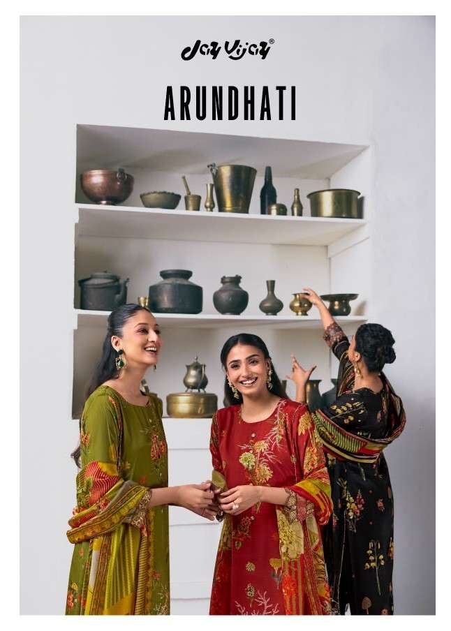 Jay Vijay Arundhati Pure Bemberg Silk Digital Print Embroidered Unstitched Suit