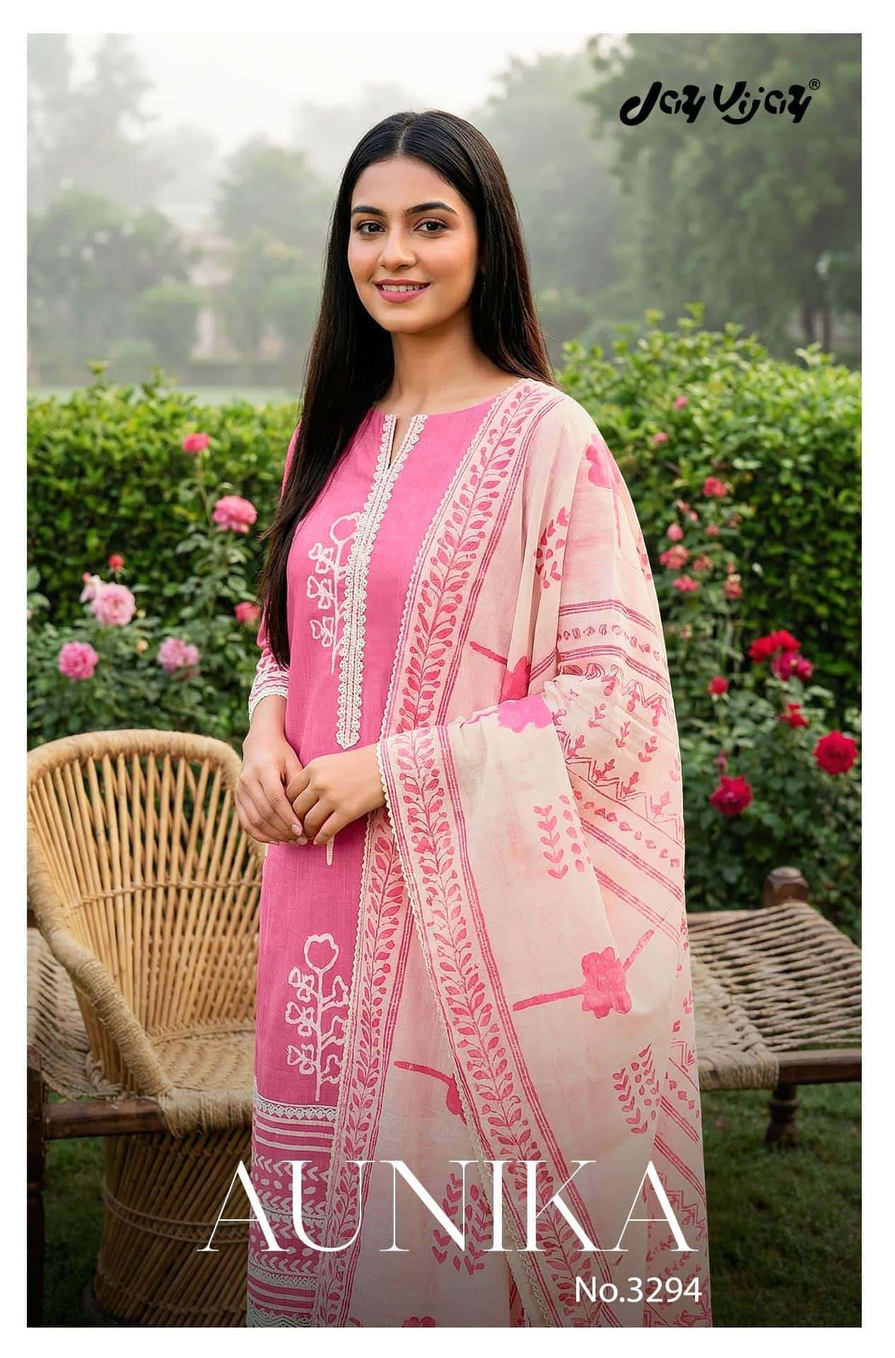 Jay Vijay Aunika 3294 Cotton Hand Block Printed Dress Material - Amrah Wholesale