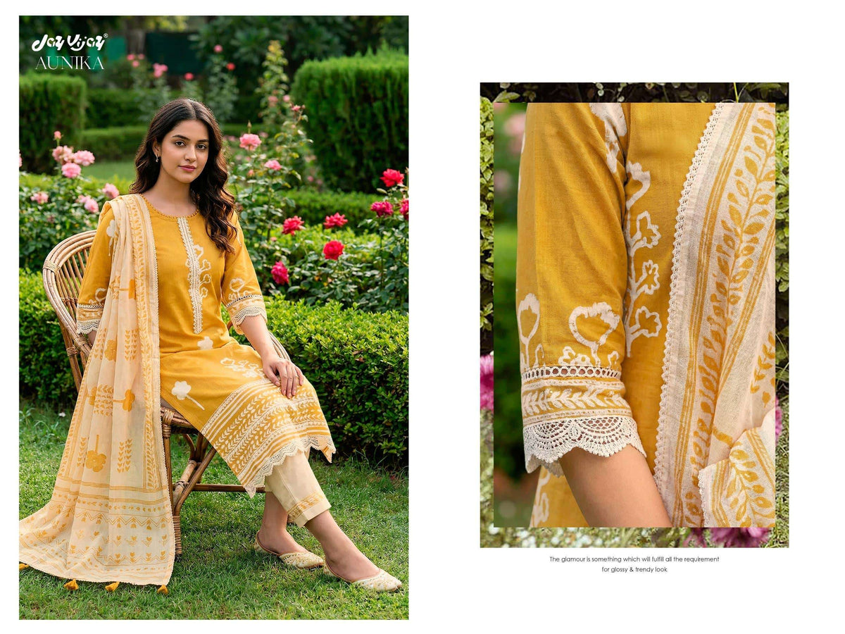 Jay Vijay Aunika 3294 Cotton Hand Block Printed Dress Material - Amrah Wholesale