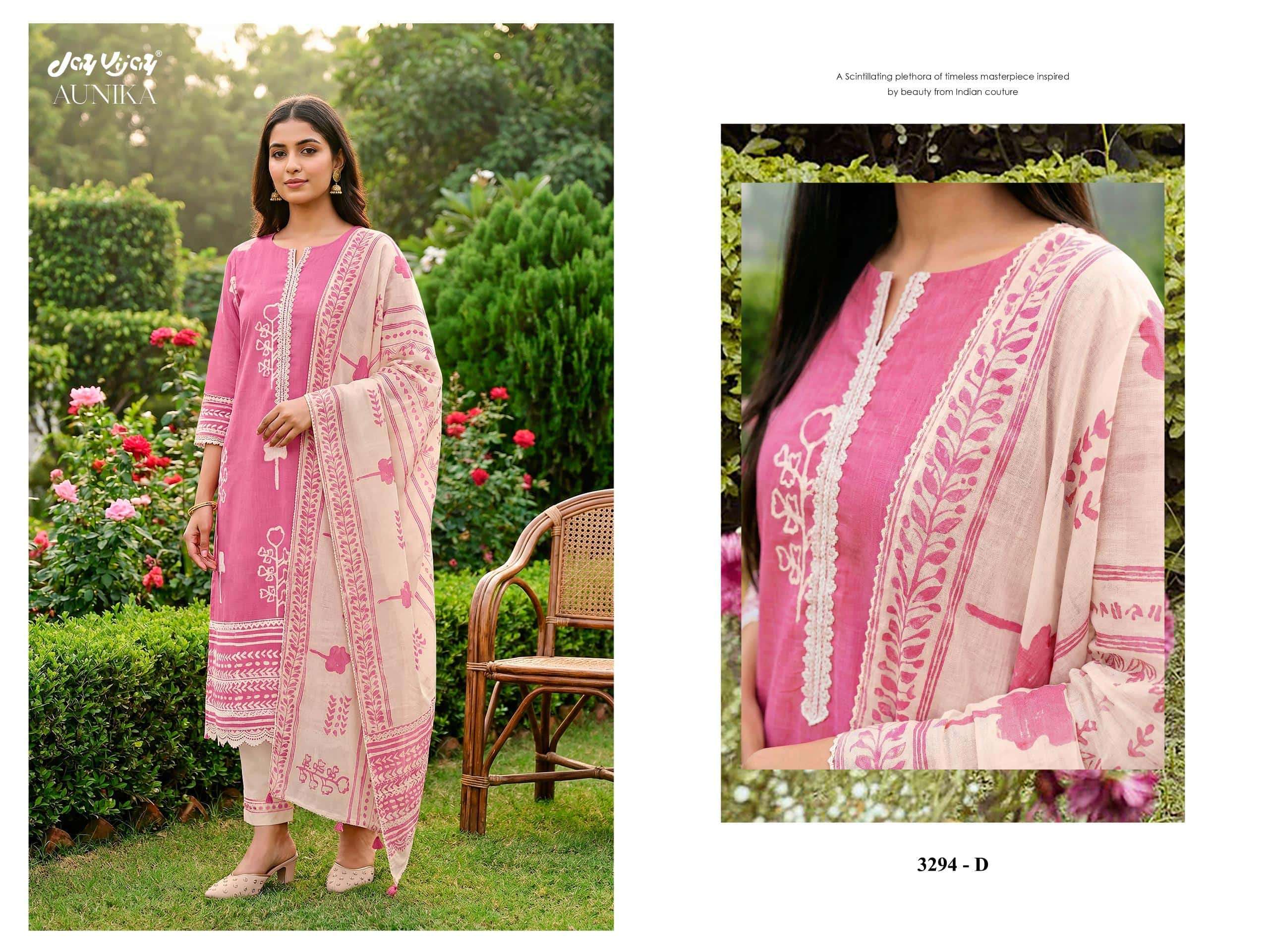 Jay Vijay Aunika 3294 Cotton Hand Block Printed Dress Material - Amrah Wholesale