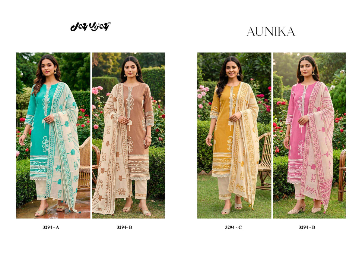 Jay Vijay Aunika 3294 Cotton Hand Block Printed Dress Material - Amrah Wholesale