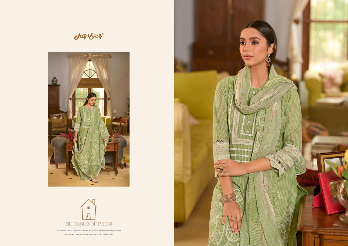 Jay Vijay Basera Mal Mal Cotton Embroidered Dress Material