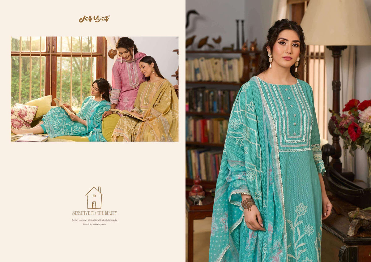 Jay Vijay Basera Mal Mal Cotton Embroidered Dress Material