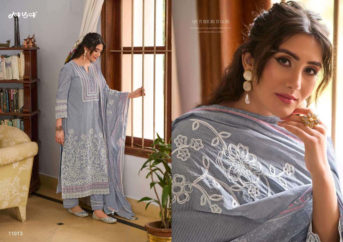 Jay Vijay Basera Mal Mal Cotton Embroidered Dress Material