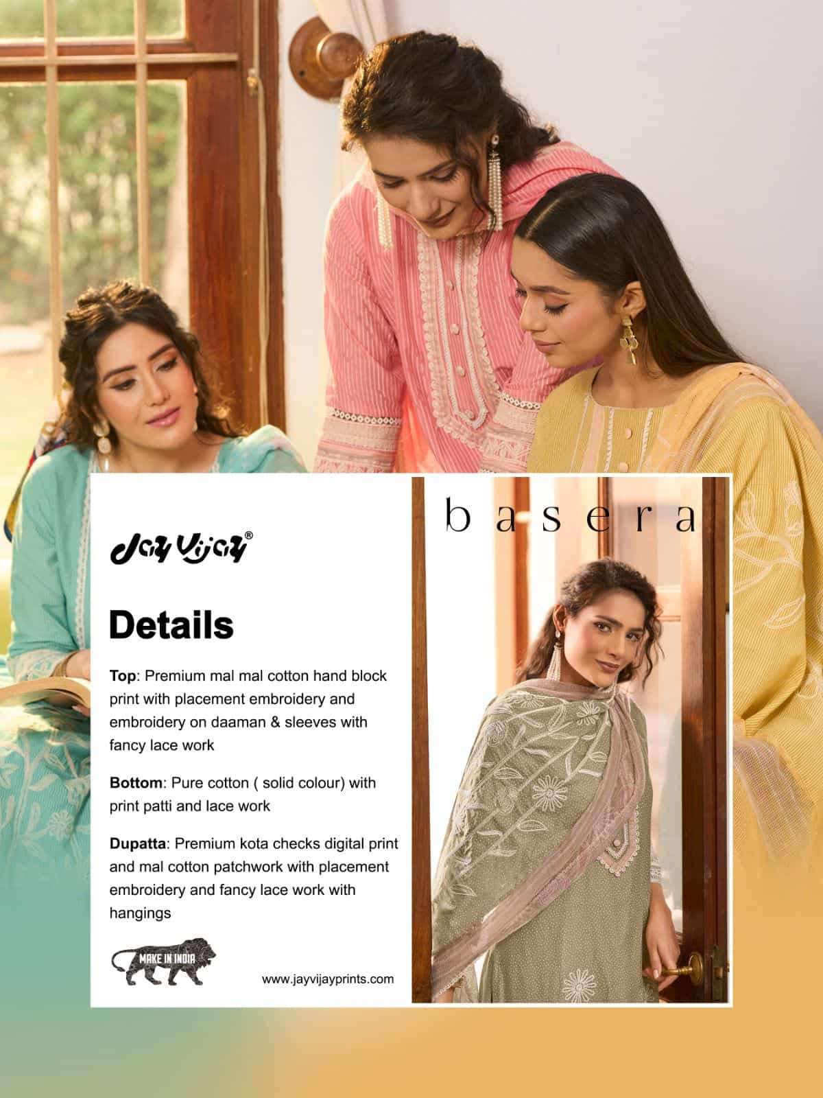 Jay Vijay Basera Mal Mal Cotton Embroidered Dress Material
