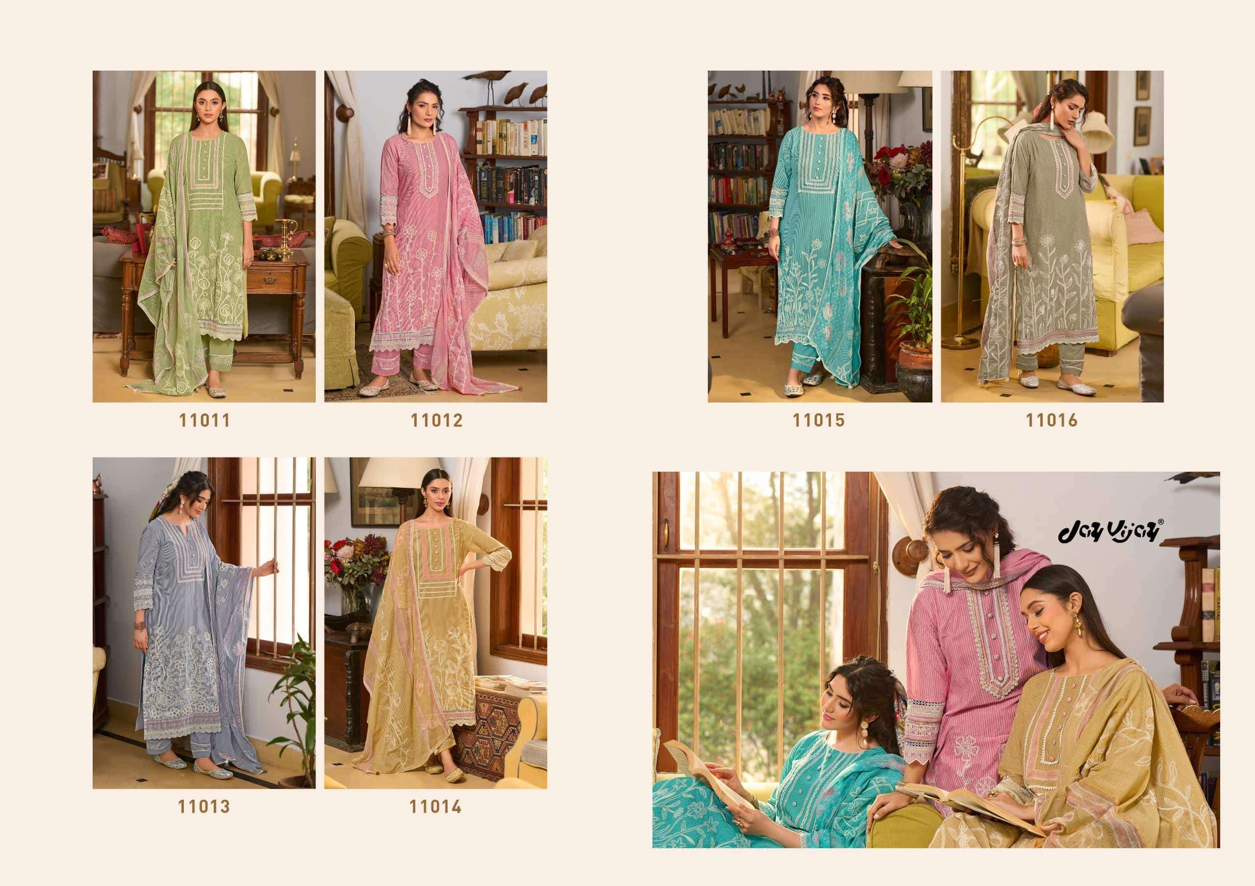 Jay Vijay Basera Mal Mal Cotton Embroidered Dress Material