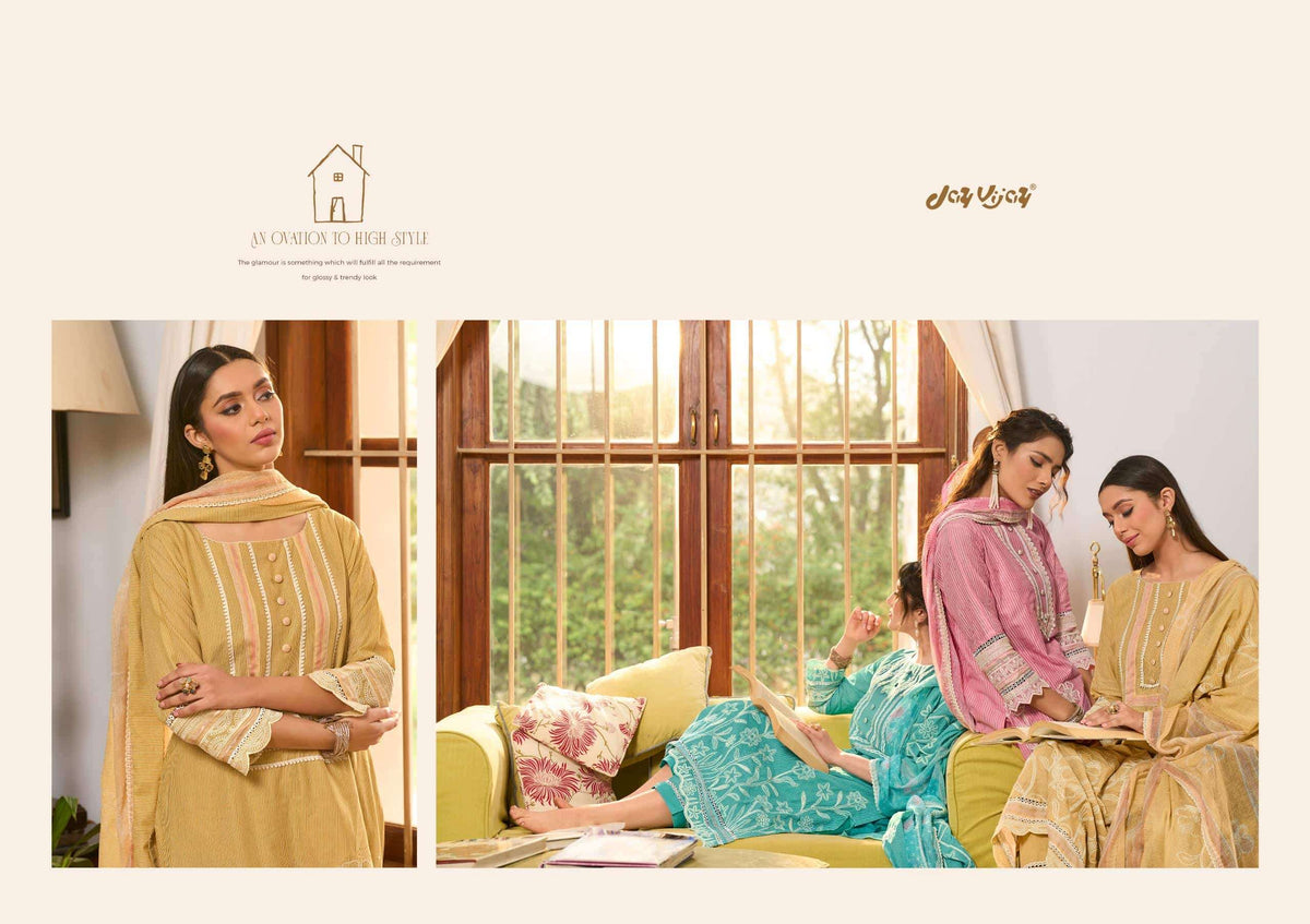 Jay Vijay Basera Mal Mal Cotton Embroidered Dress Material