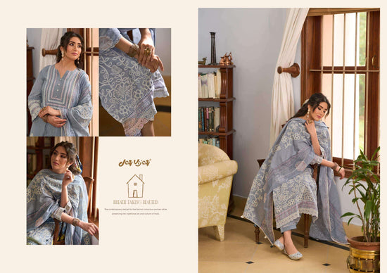 Jay Vijay Basera Mal Mal Cotton Embroidered Dress Material