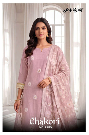 Jay Vijay Chakori 3306 Pure Mal Chanderi Embroidered Dress Material