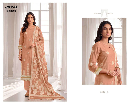 Jay Vijay Chakori 3306 Pure Mal Chanderi Embroidered Dress Material
