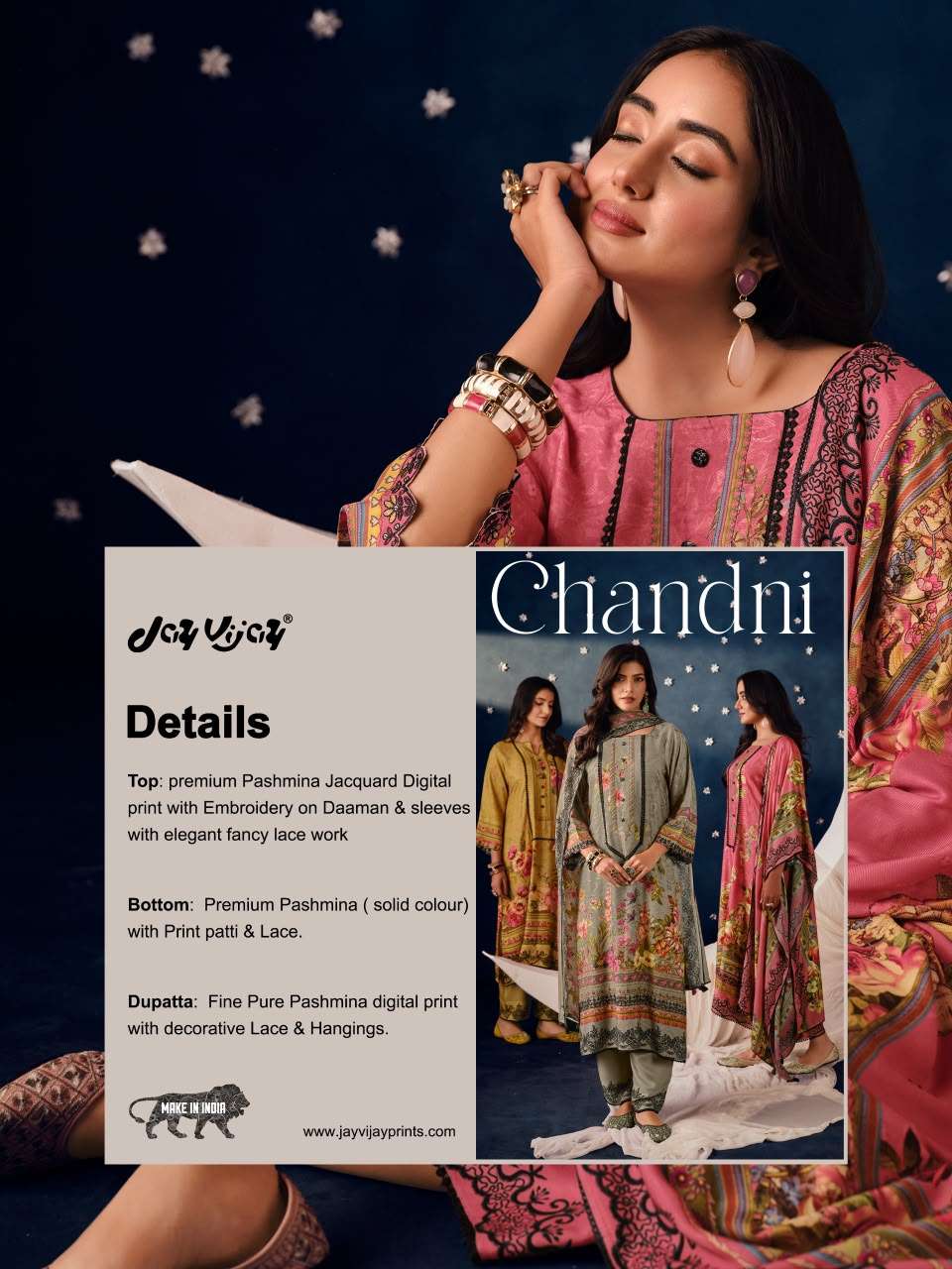 Jay Vijay Chandni Pashmina Jacquard Unstitched Dress Material