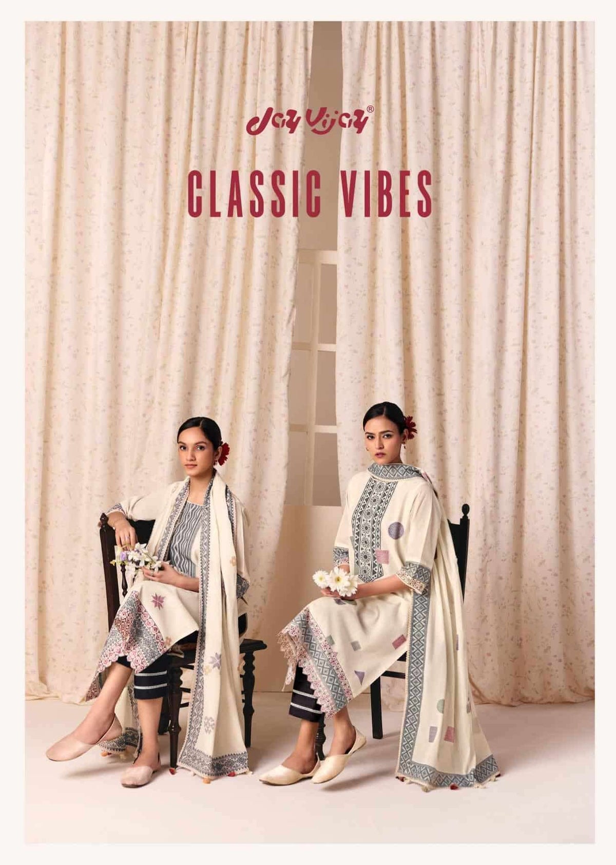 Jay Vijay Classic Vibes Cotton Jacquard Embroidered Dress Material