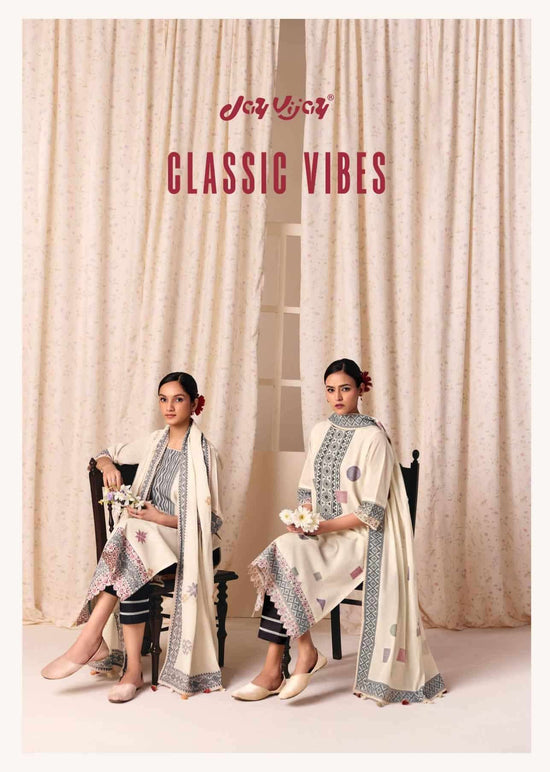 Jay Vijay Classic Vibes Cotton Jacquard Embroidered Dress Material