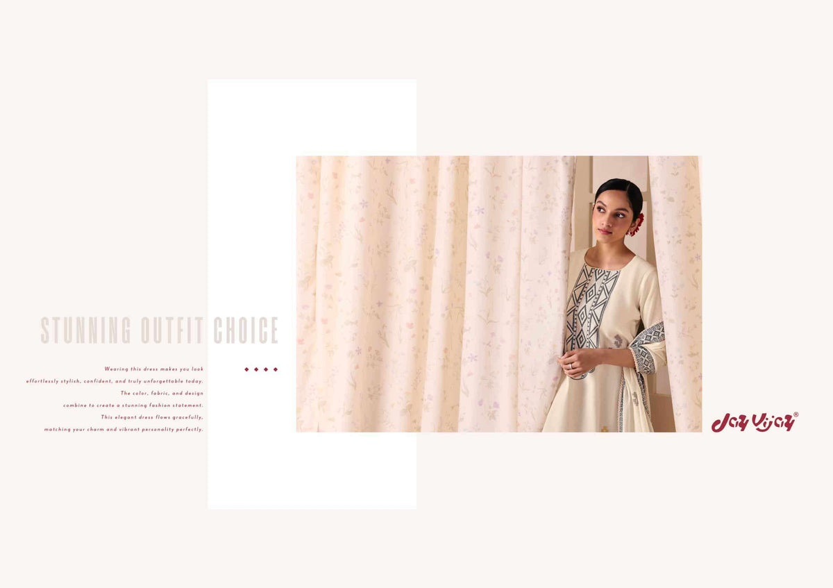 Jay Vijay Classic Vibes Cotton Jacquard Embroidered Dress Material